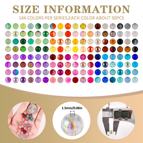 XSEINO About 7200PCS 6mm Glass Beads Bracelet Making Kit,144 Assorted Colors Crystal Glass Beads for Bracelet and Jewelry Making and DIY Crafts,Friendship Gifts,to Give to Friends, Family XSEINO