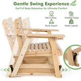 Tangkula Outdoor Fir Wood Glider Chair, Outdoor Swing Chair with Rotatable Hidden Cup Holder and Curved Seat, Glider Swing for Porch, Patio, Backyard, Natural (1, Natural) Tangkula