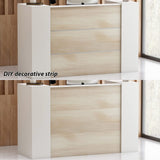 AIEGLE Large Reception Desk with Counter, Retail Counter with Private Lockable Storage & Adjustable Shelves, for Salon Reception Room Checkout Office, Natural and White (70.9" W) AIEGLE