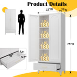 Metal Storage Cabinet with Drawers,75Inch White Pantry Cabinets for Kitchen Storage with 3 Adjustable Shelves,Tall Kitchen Pantry Cabinet for Living Room, Dining Room Office SteeLoong