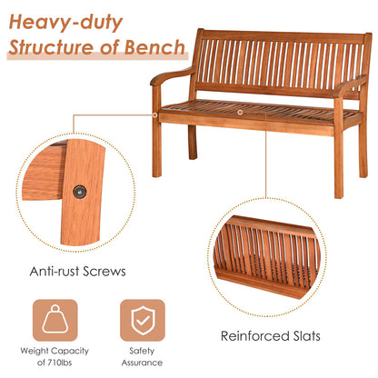 S AFSTAR Wooden Patio Loveseat Bench for 2 with Curved Armrests and Ergonomic Backrest, 700lbs Capacity - WoodArtSupply