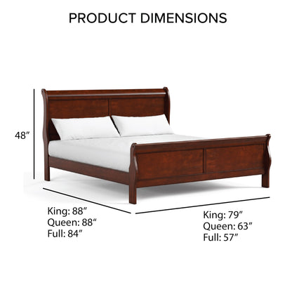 Furniture of America Arabella Cherry Wood Queen Sleigh Bed Frame with Headboard and Footboard - WoodArtSupply