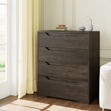 HOSTACK 4 Drawer Dresser with Cut-Out Handles, Accent Cabinet for Living Room, Entryway and Hallway, Dark Brown HOSTACK