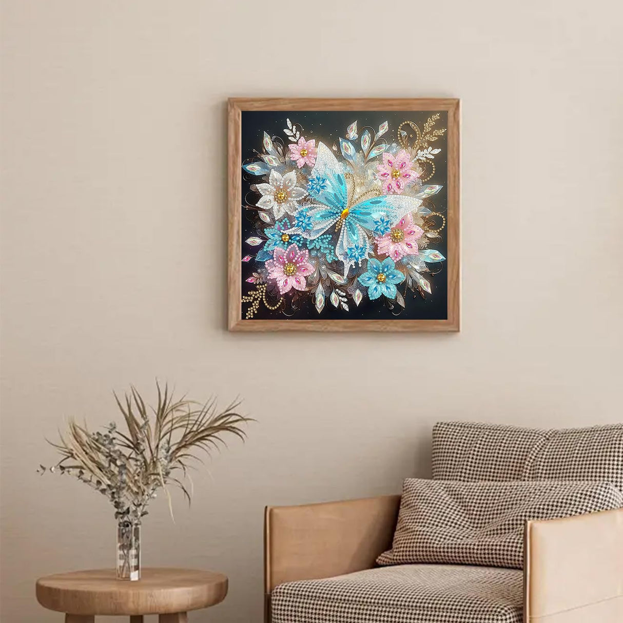 Aestalrcus Butterfly Diamond Painting Kits for Adults, Butterfly Flowers Special Shape Diamond Art Kits for Adults, DIY Gem Art Crystal Rhinestones for Gift Home Wall Decor 12x12 Inch Aestalrcus