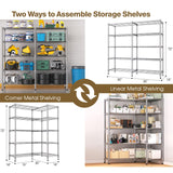 Himimi Storage Shelves-5 Tier Heavy Duty Wire Shelving Unit with Leveling Feet, 1500LBS Adjustable Metal Shelves Organizer for Kitchen Garage Pantry Laundry, 60" W*14" D*72" H, Silver Himimi