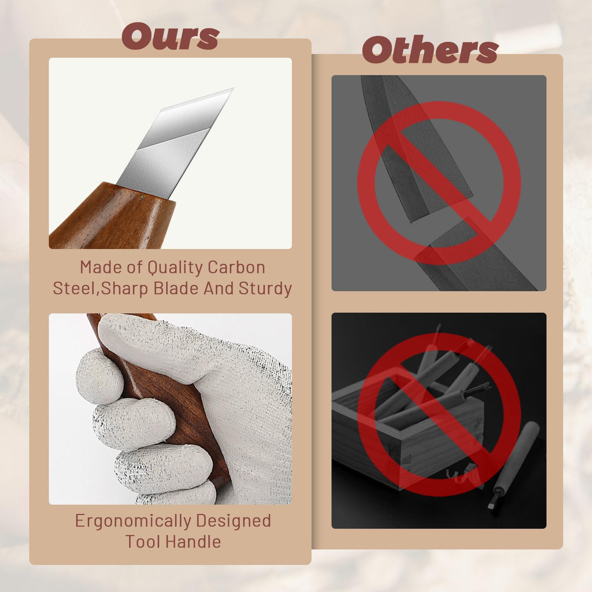 AUGSUN Wood Whittling Kit, 25 Pack Wood Carving Tools for Beginners, Hand Carving Knife Set Includes 5 Wood Carving Knives, 8 Basswood Wood Blocks, Gloves for Craft DIY Woodworking AUGSUN