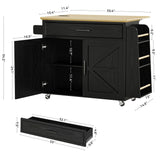 IRONCK Kitchen Island Cart with Storage, Rolling Kitchen Table with Power Outlet, Storage Cabinets on Wheels with Drop Leaf, Portable for Dining Room, Black IRONCK