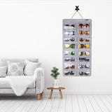 AROUY Sunglasses Organizer Storage, Hanging Dust Proof Wall Pocket Glasses Organizer - 16 Felt Slots Sunglass Organizer Holder with Metal Hook and Sturdy Rope (Gray, Dust Proof) AROUY