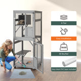TIMHAKA Cat Catio Outdoor Cat Enclosure, 4 Tiers Cat Playen Catio with Wheels, Resting Box, Sunshine Panel Waterproof Roof, Large Cat House Cage with Removable Wood Bottom and Easy Clean PVC Layer TIMHAKA