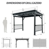 Domi 6.5x12FT Hardtop Grill Gazebo, Outdoor BBQ Gazebo with 2 Side Shelves and Ceiling Hook, Outdoor Grill Canopy with Galvanized Steel Slope Roof for Patio Lawn Backyard Deck, Grey domi outdoor living