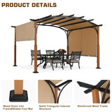 MASTERCANOPY 10' X 12' Outdoor Retractable Pergola with Sun Shade Canopy Patio Metal Garden Pergola,Beige MASTERCANOPY