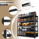 AOJUFEO 72" H Garage Shelving Heavy Duty 5-Tier Storage Shelves, 2500 lbs Adjustable Metal Shelving Unit, Utility Storage Rack Shelf for Garage, Basement, Pantry, Black (72 "H x 36" W x 16" D) AOJUFEO