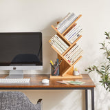 YMYNY 4 Tier Tree Bookshelf, Small Bookcase, Modern Wood Book Storage Rack, Freestanding Book Shelf for Books/Movies/CDs, Narrow Display Rack for Living Room, Home Office, Natural UHBC014N YMYNY