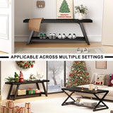 LVB Black Bench, Modern Storage Bench for Bedroom, Wood Metal Entryway Bench for Hallway Dining Living Room, Famrhouse Shoe Rack Indoor Accent Seating Bench for Foyer Entrance, Black Oak, 47 Inch Long LVB