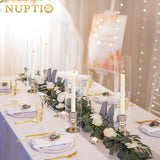 NUPTIO Wooden Candle Stick Holders: 2 Pcs Hurricane Taper Candle Holder 14 inch Rustic Wood Candlesticks Holder with Open Ended Cylinder Shape Cover for Outdoor & Indoor Wedding Party Centerpiece NUPTIO