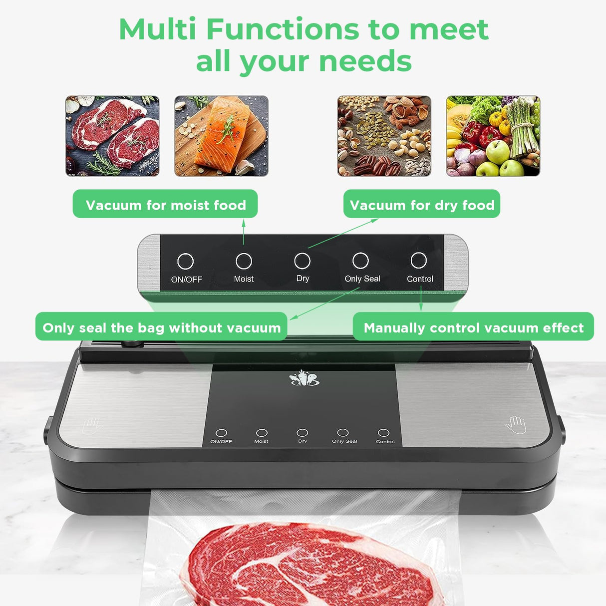 Etunsia Cordless Vacuum Sealer, Rechargeable Vacuum Sealer Machine, Build in Cutter and Bag Storage, With External Air Hose for Mason Jars/Canisters (Black and Gray) Etunsia