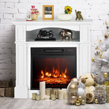 OFFICEJOY Electric Fireplace with Mantel, 32’’ Freestanding Fireplace Realistic Flame with Thermostat, 3 Brightness & Remote Control, Electric Fireplace Heater with Temperature Control & Timer (White) OFFICEJOY