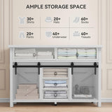 YITAHOME 54" Farmhouse Dresser for Bedroom, Large Modern Chest of Drawers, Wood Rustic Dresser TV Stand with 5 Drawers & 2 Sliding Barn Doors for Living Dining Room, Entryway, Hallway YITAHOME