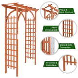 Tangkula 85 inches Garden Arbor, Wooden Wedding Arches Structure w/Trellis Sides for Climbing Plants, Patio Bridal Party Decoration Arbor for Garden, Lawn, Parties, Ceremony (Natural) Tangkula