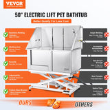 VEVOR 50" Pet Dog Bathing Station Electric Height Adjustment, Professional Stainless Steel Dog Grooming Tub w/Soap Box, Faucet,Rich Accessory,Bathtub for Multiple Pets, Washing Sink for Home(Left) VEVOR