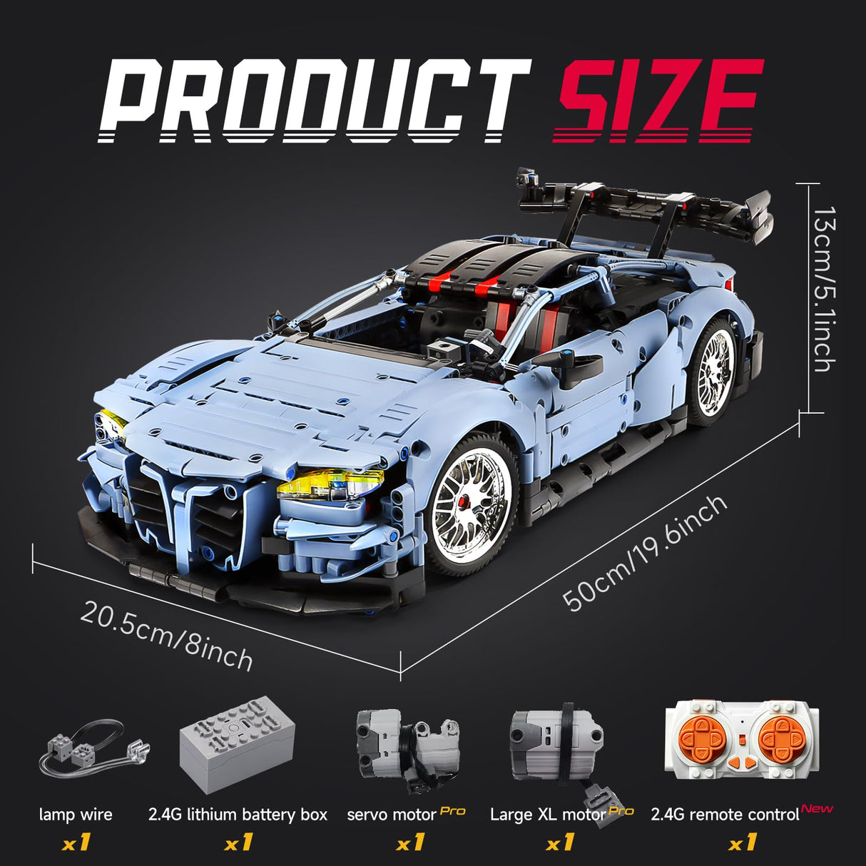 Remote Control Car Building Kit, 1:10 M4 Champion Racing Car Building Blocks and Challenge Construction Toys, Gift for Technical Enthusiasts Adults&Boys Age 14+, with Motors Light Battery (2280PCS) MOCBROPCS