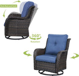 HUMMUH 8 Pieces Outdoor Patio Furniture Set with Fire Pit,L-Shaped Modular Sectional Couches with Swivel Patio Chairs,Wicker Conversation Set for Deck,Backyard,Porch,Garden HUMMUH