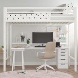MUTICOR Twin Loft Bed Frame for Juniors and Adults with Safety Guardrail and Ladder,Metal Slats Support, Small Space Saving Furniture for Bedroom Kids Room and Dorm,White MUTICOR