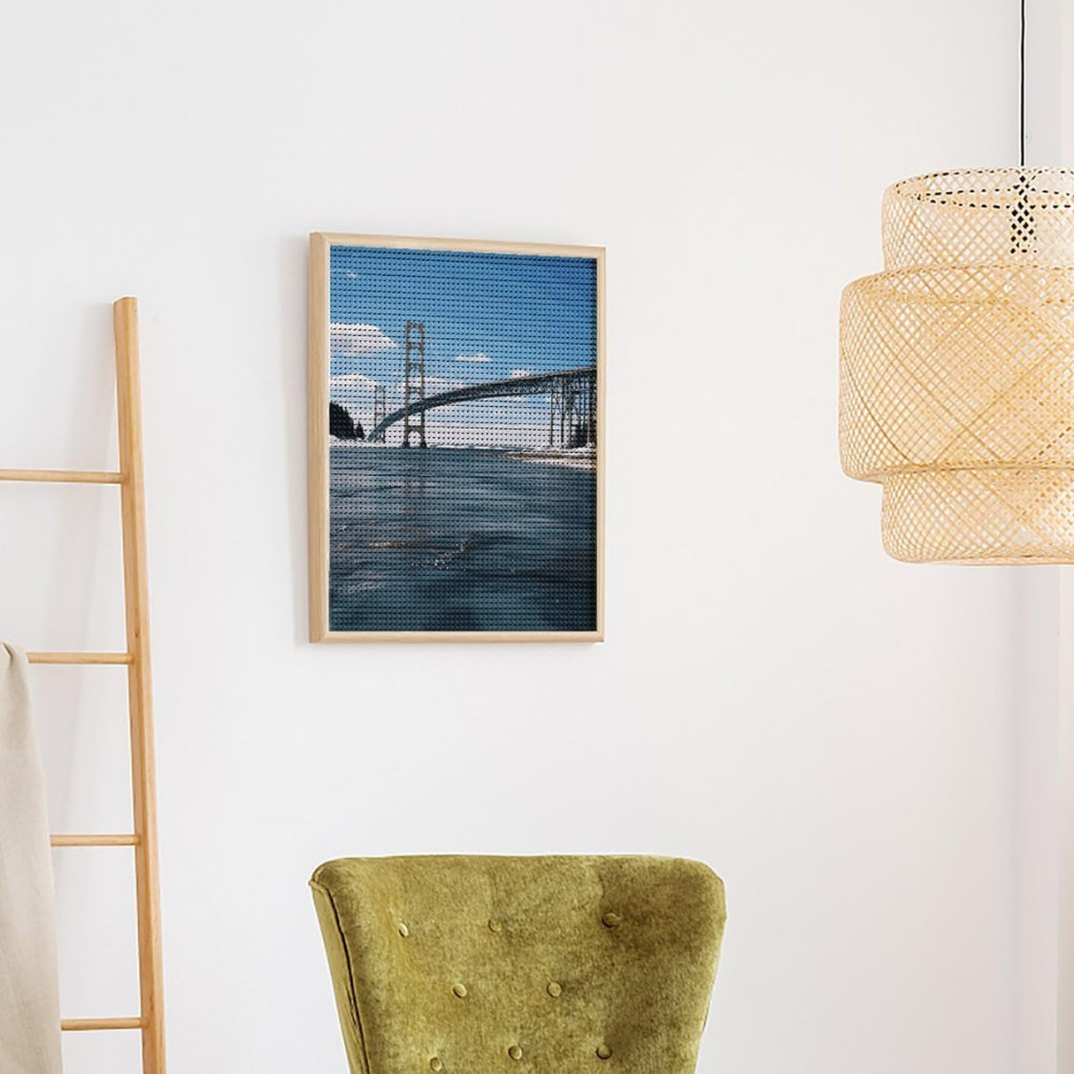 5D Diamond Painting Kits for Adult, Mackinac Suspension Bridge Diamond Art Kits for Beginners Fun DIY Crafts Round Diamond Art Canvas Home Wall Decor 16"x20" WoodArtSupply