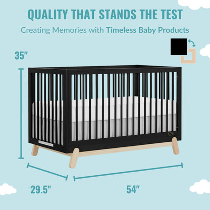 Dream On Me Hygge 5-in-1 Convertible Crib in Matte Black Vintage, JPMA & Greenguard Gold Certified, Made of Sustainable Pinewood, Easy to Clean, Safe Wooden Nursery Furniture