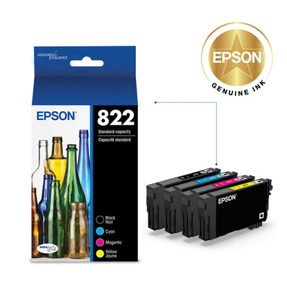 EPSON 822 DURABrite Ultra Ink Standard Capacity Black & Color Cartridge Combo Pack (T822120-BCS) Works with WorkForce Pro WF-3820, WF-3823, WF-4820, WF-4830, WF-4833, WF-4834