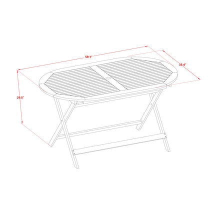 East West Furniture DICM52CANA Diboll 5 Piece Patio Dining Set includes an Oval Outdoor Acacia Wood Table and 2 Folding Arm 2 Side Chairs, 36x60 Inch, Natural Oil - WoodArtSupply