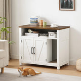 HOOBRO Cat Litter Box Enclosure, Farmhouse Wooden Cat Furniture with Scratch Pad, Storage Layer, Litter Box Furniture, End Side Table,White and Walnut, WH24MW01 HOOBRO