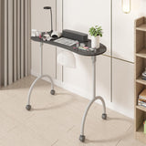 TABU Portable Manicure Nail Table, Foldable Manicure Table with Dust Collector Fan, LED Lamp, 4 Lockable Wheels and Carry Bag, Professional Nail Desk TABU