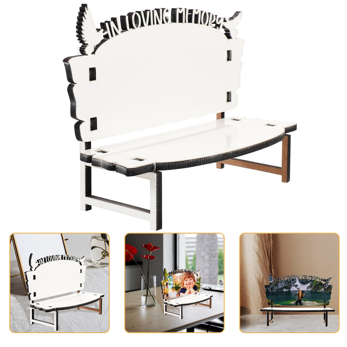 Tofficu White Embryo Chair Heat Transfer Memory Bench Diy Photo Frame Sublimation Blank Heat Press Blanks Table Decorations for Dining Table Heat Transfer Blank Wood Christmas Billet Tofficu