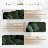 SoarFlash Chenille Sectional Sofa, Comfy L Shaped Modular Coush Sofa with Ottoman, Modern 2 Seat Couch Deep Seat Sofa Set for Living Room,Green SoarFlash