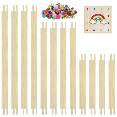 12-Pack Wooden Stretcher Bars Kit - Complete Needlework Frame Set with 100 Tacks (8/12/16 Inch) | Heavy-Duty Canvas Stretchers for Embroidery, Cross Stitch & Craft Projects