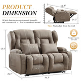 RV Loveseat Recliner Sofa,Reclining Loveseat Sofa Wall Hugger Recliners for Small Spaces, Double Manual Recliner Couches with Cup Holders for Living Room Furniture(Khaki, Loveseat) Generic