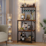 Furologee Rustic Brown Kitchen Bakers Rack with Hutch & 4-Tier Storage Furologee