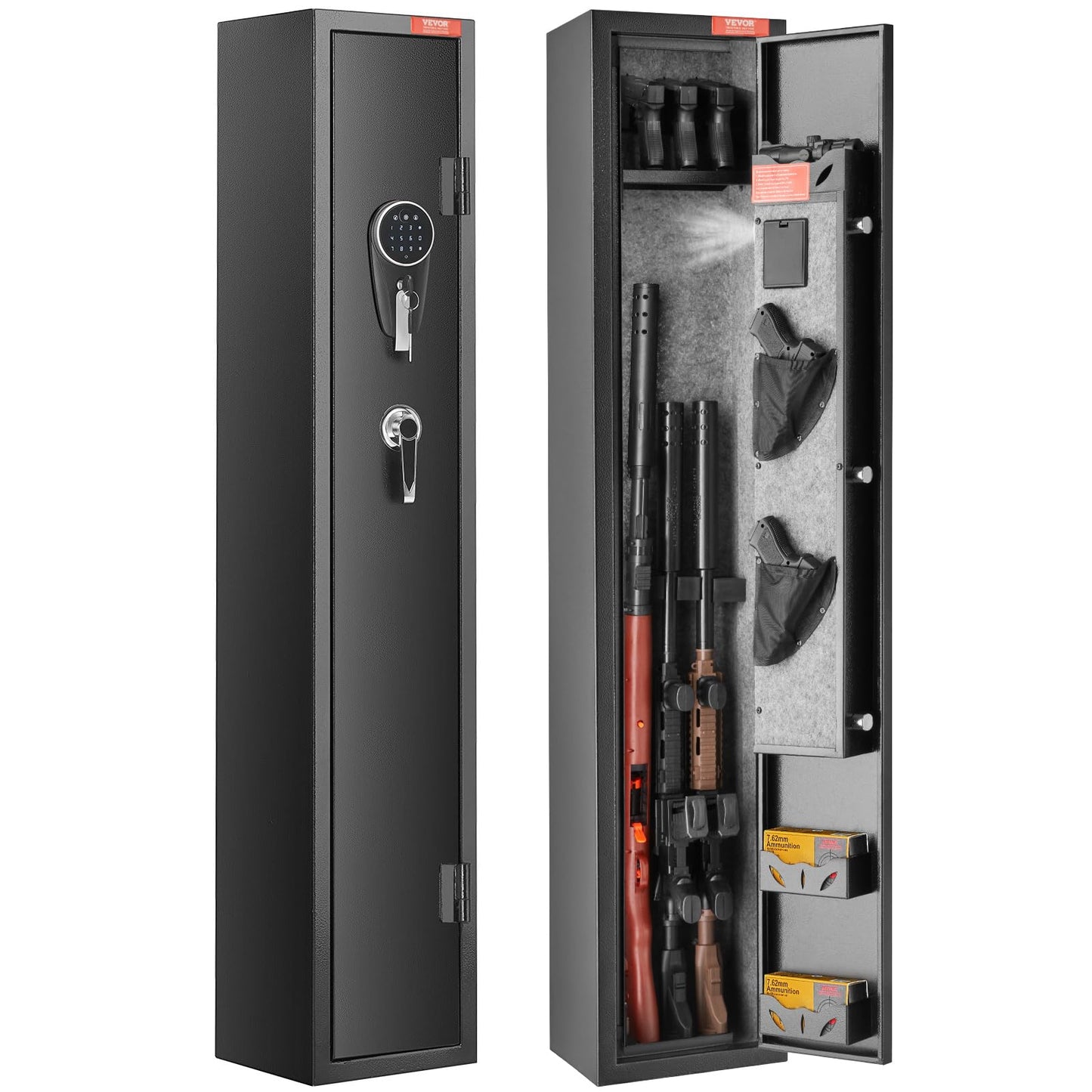 VEVOR Gun Safe for 2 Rifles, Equipped with Locking Mechanism & Digital Code Entry, Fast-Access Firearm Storage Unit with Adjustable Shelf & Handgun Holder, Secure Rifle Keeper for Household Use