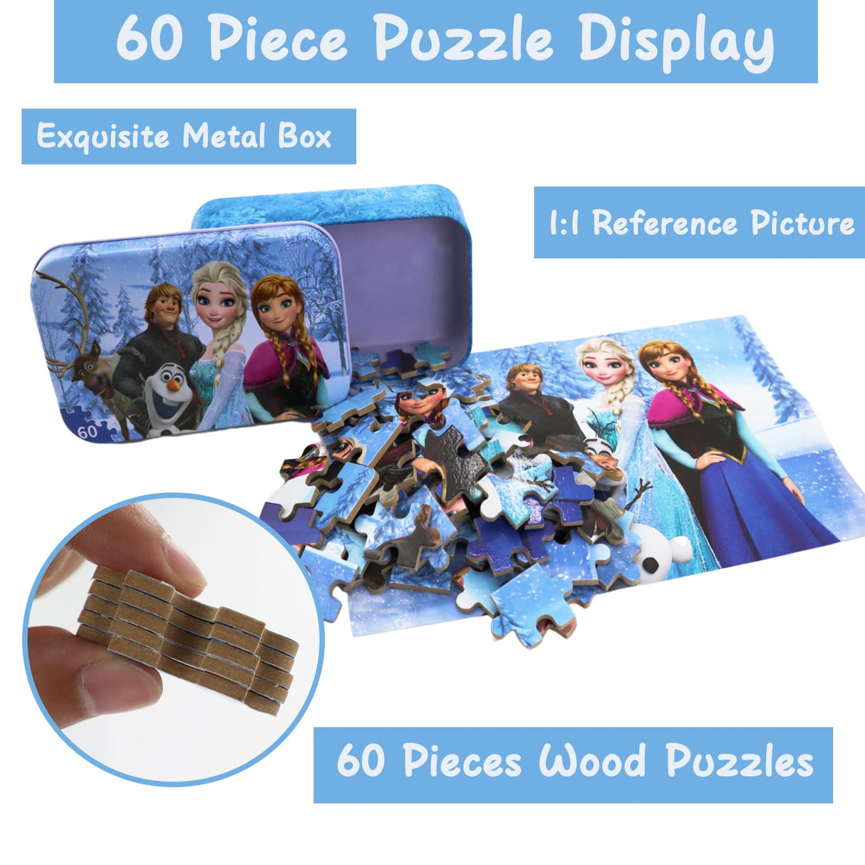 Princess Puzzles for Kids Ages 4-8 60 Pieces Puzzles for Kids Ages 3-5 Princess Puzzle for Girls and Boys Toys Jigsaw Puzzles in a Metal Box Educational Puzzles (Princess 0679) doovide