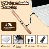 2 PCS Candle Lighter,Windproof Flameless Electric Lighter with LED Power Display ＆ Safety Switch, Upgraded Plasma USB Rechargeable Lighter for Birthday Camping BBQ (Champagne Gold) Beyio