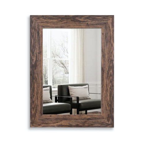 Wood Mirror with Frame Rustic 24X32 Inch Wall Mounted Rustic Vanity Mirror with Large Wood Frame Decorative Farmhouse Bathroom Mirror, for Bedroom,Living Room,Entryway Wall Decor(Horizontal/Vertical) Syndra