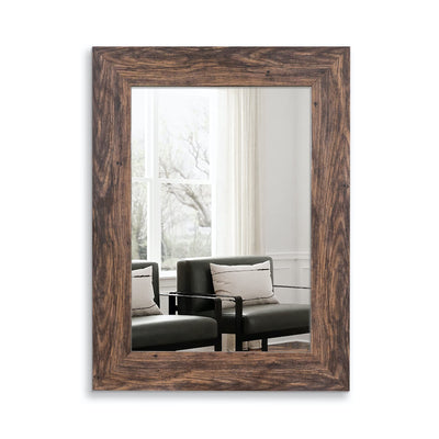 Wood Mirror with Frame Rustic 24X32 Inch Wall Mounted Rustic Vanity Mirror with Large Wood Frame Decorative Farmhouse Bathroom Mirror, for Bedroom,Living Room,Entryway Wall Decor(Horizontal/Vertical)