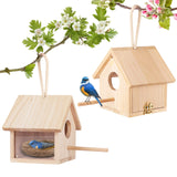 GINDOOR 2Pcs Bird Houses for Outside Clearance with Pole, Wood Birdhouse Blue Bird House Birdhouses for Outdoors Hanging Garden Patio Decorative for Swallow Sparrow Hummingbird Finch Throstle GINDOOR