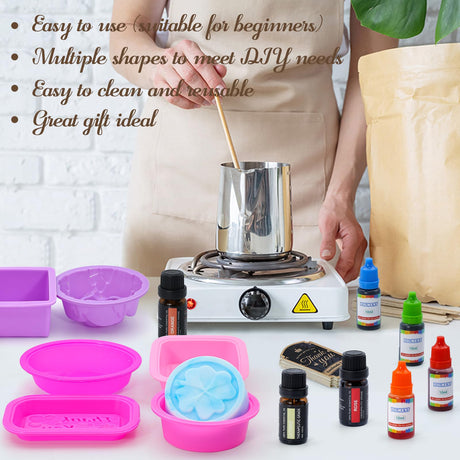 MuseLuxe Soap Making Kit for Adults & Kids - Soap Making Supplies with Melt and Pour - Base,6 Silicone Molds, Colorant,Fragrances,Dried Flowers,Gift Card,DIY Craft Kit for Beginners MuseLuxe