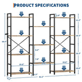 GarveeLife Industrial Large Bookcase, 4 Tier Book Shelf with Open Display Shelves, Large Wide Bookshelf, Tall Bookshelfwith Metal Frame for Living Room, Office, Rustic Brown GarveeLife