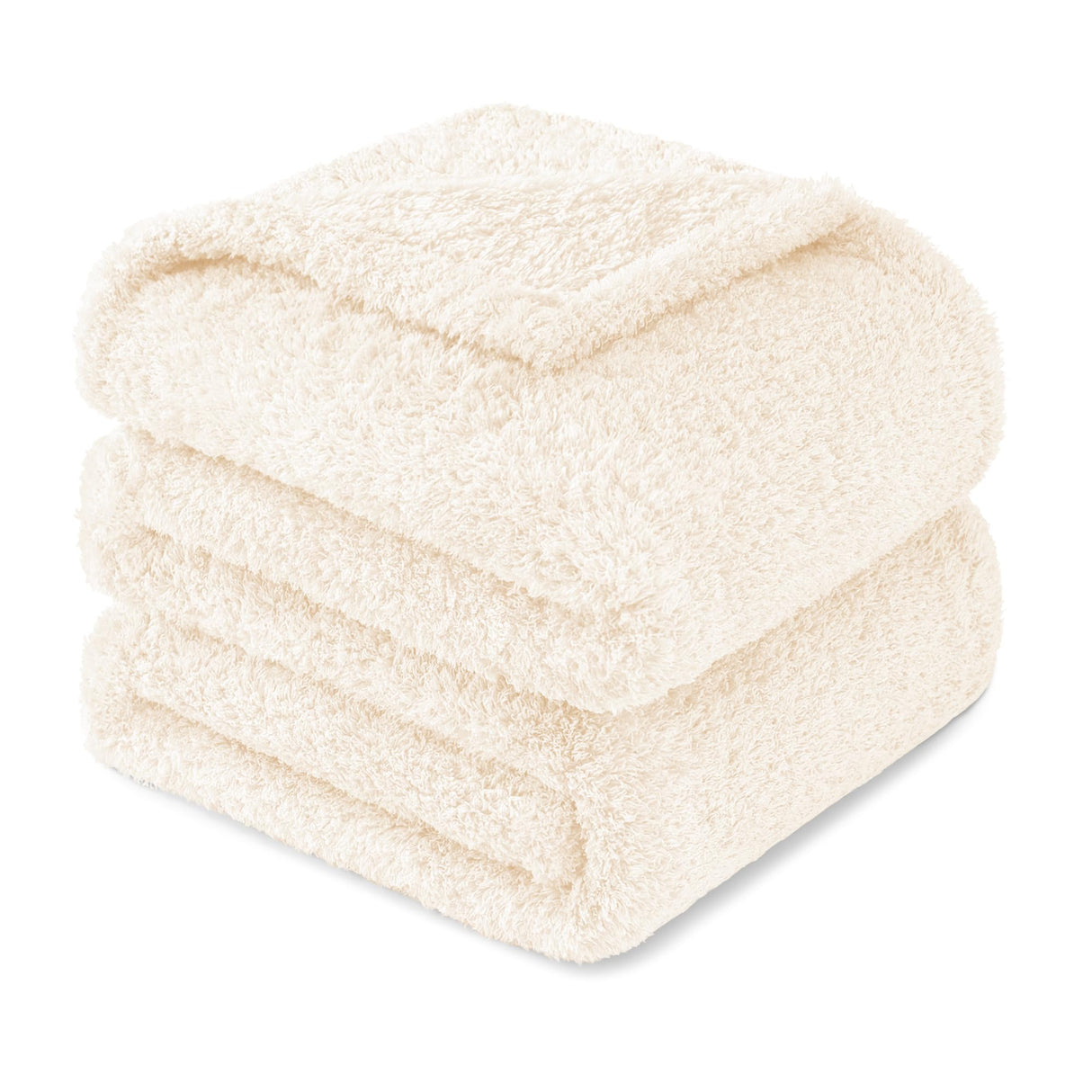 Exclusivo Mezcla Fuzzy Fleece Throw Blanket for Couch Sofa, Lightweight Fluffy Solid Velvet Blanket, Suitable for All Seasons, 50x60 Inches, White Exclusivo Mezcla