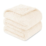 Exclusivo Mezcla Fuzzy Fleece Throw Blanket for Couch Sofa, Lightweight Fluffy Solid Velvet Blanket, Suitable for All Seasons, 50x60 Inches, White Exclusivo Mezcla
