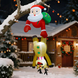 DR.DUDU 7 FT Christmas Inflatable Outdoor Decorations, Blow Up Santa Claus with Reindeer Hanging Xmas Inflatables Decor with LED Lights for Yard Lawn Porch Garden Holiday Party DR.DUDU