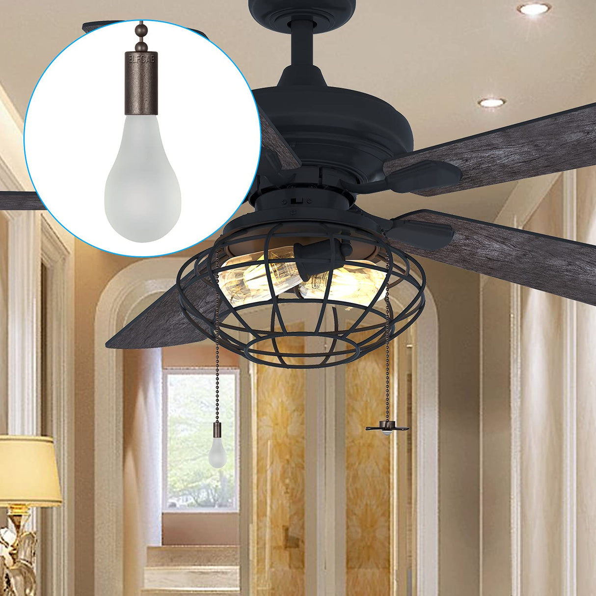 Ceiling Fan Pull Chain , Including 4Pcs Beaded Ball Fan Pull Chain Pendant, Extra 8Pcs Pull Loop Connectors, 2Pcs 36 inches Fan Pull Chain Extension. (Oil Rubbed Bronze) LDCREEE
